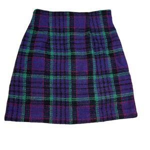 Rampage Purple and Green Plaid Mini Skirt